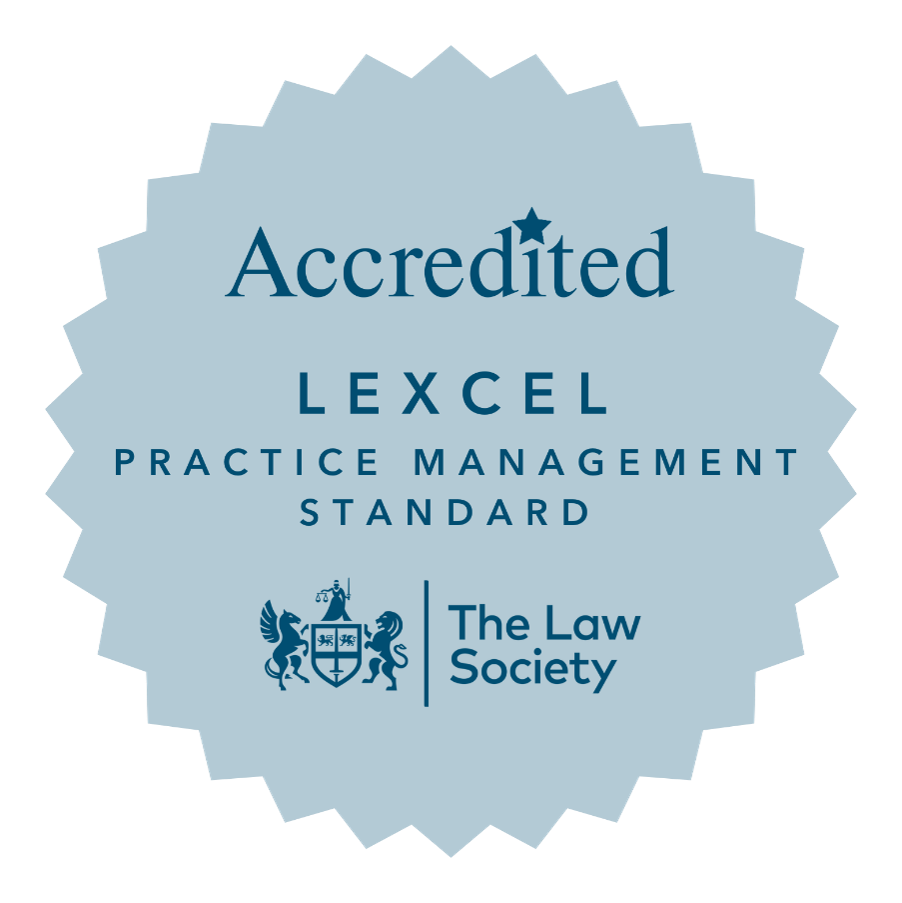 Lexcel Practice Management Standard, accredited by The Law Society